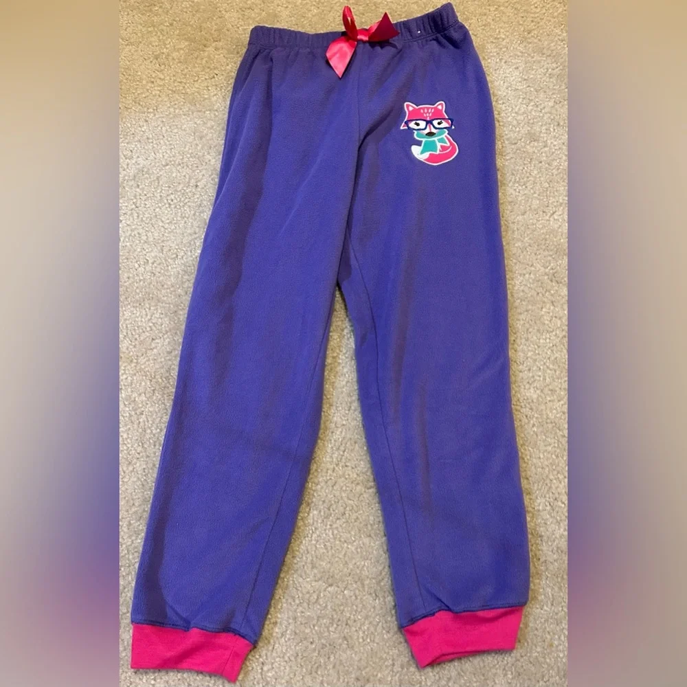 Girls Fleece Pants sz 8 - Fox embroidered Patch NWOT